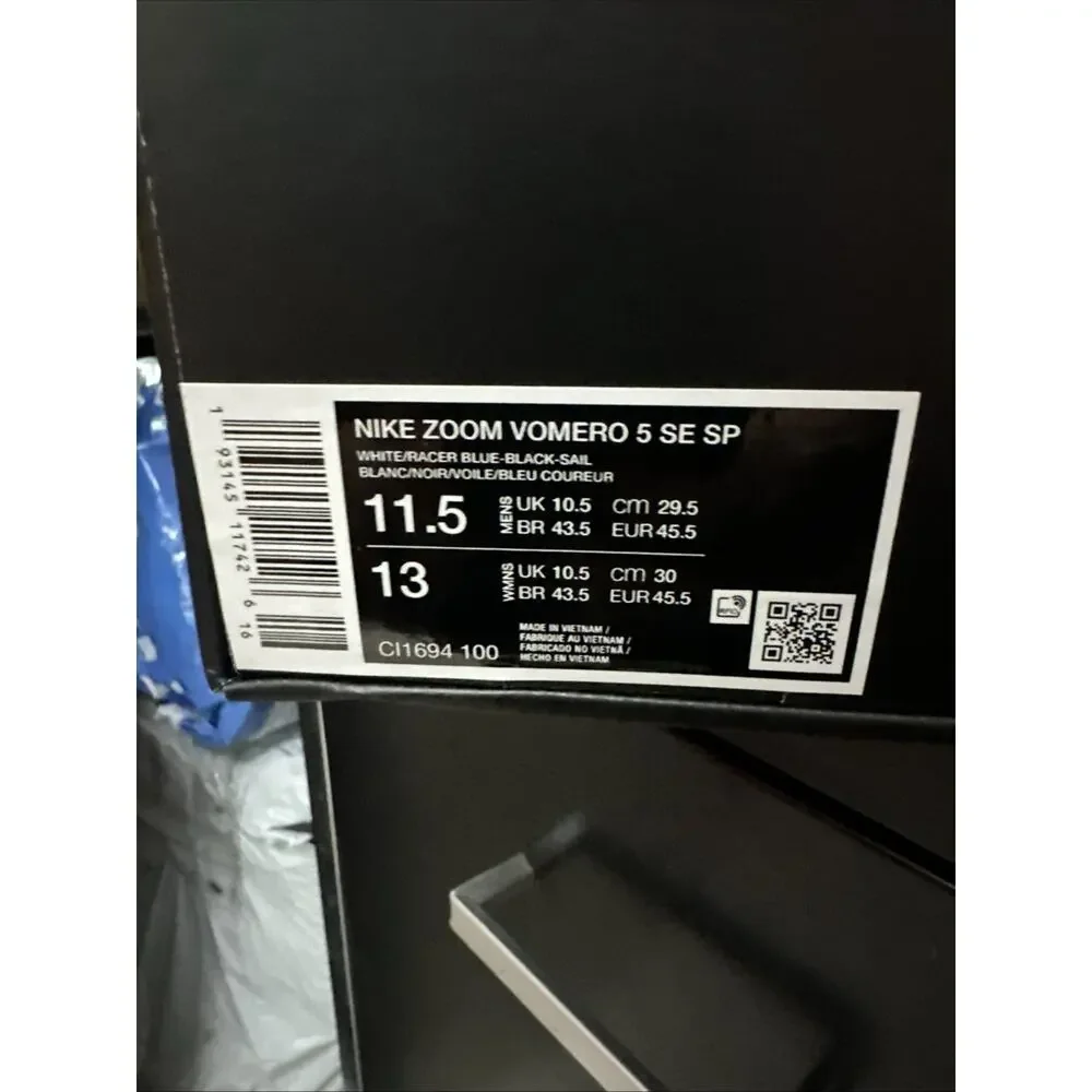 New Men's Size 11.5 Nike Zoom Vomero 5 SE White Racer Blue CI1694-100